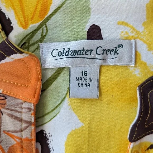 Coldwater Creek 16 Jacket Vibrant Orange Yellow Floral - Picture 7 of 12